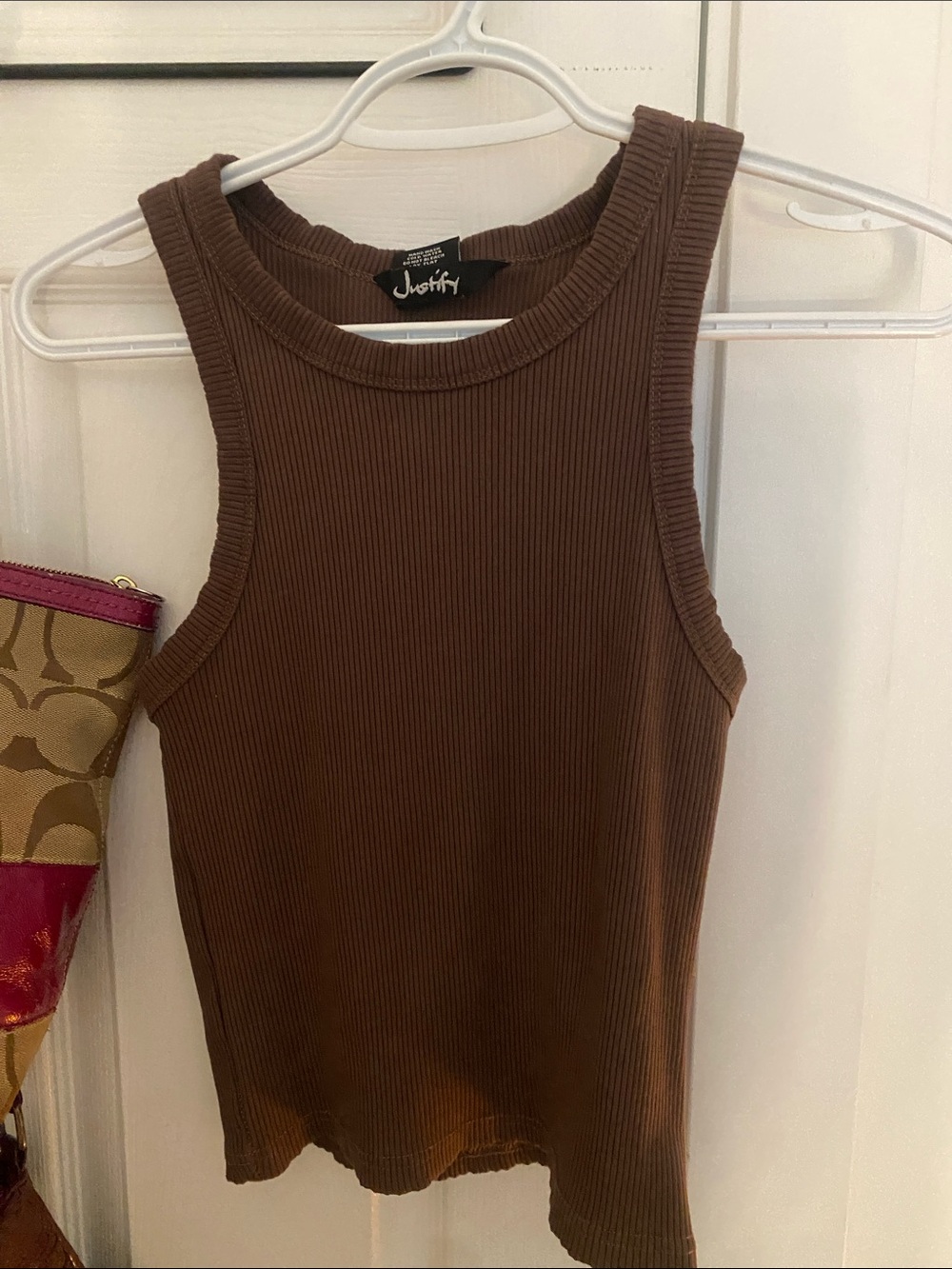 Justify Brown Ribbed Fitted Tank Top - Picture 2 of 2